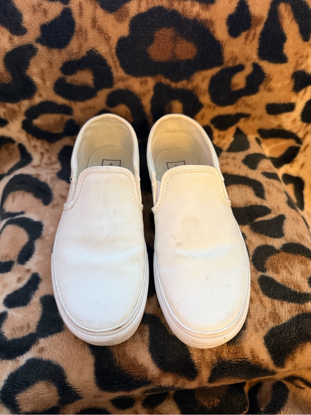 Vans White Canvas Platform Slip-On